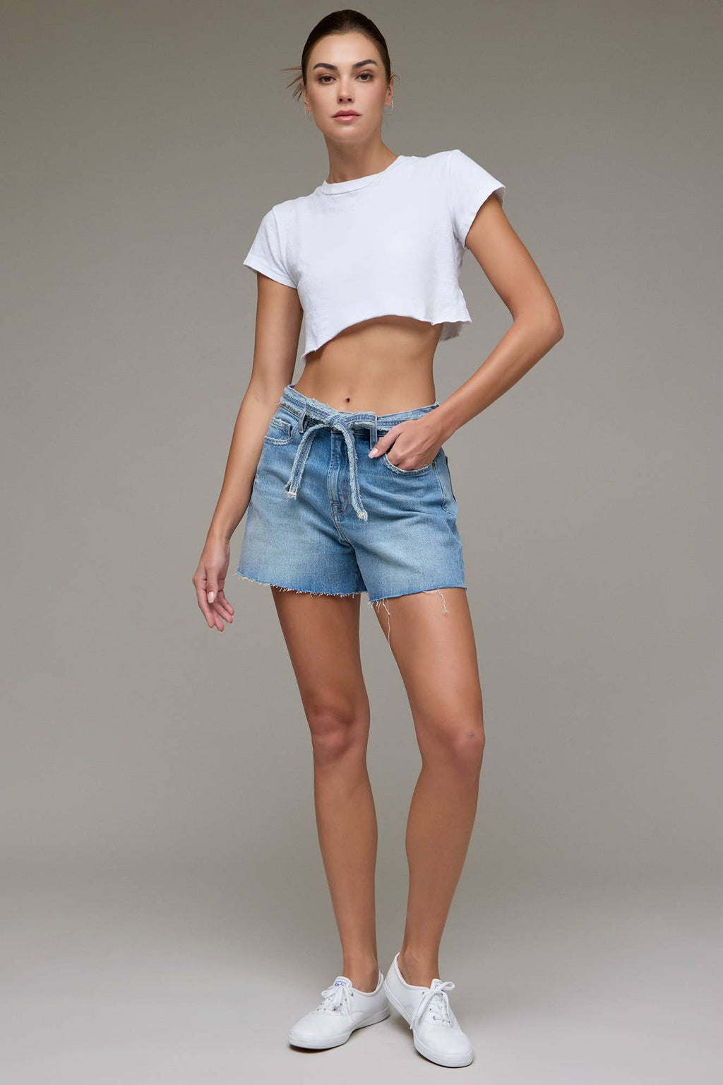HIDDEN TIE WAIST A LINE SHORTS