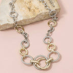 Gold Dipped Two-Tone Rope & Circle Link Chain Necklace: TWOTONE
