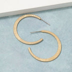Bushed Texture Gold Hoop Earrings: GOLD