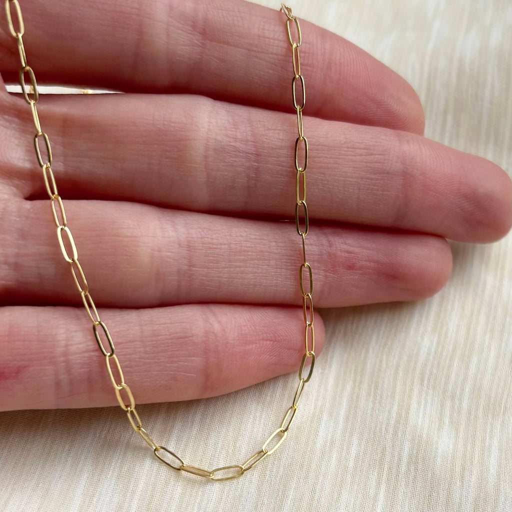 THIN PAPERCLIP NECKLACE  | dainty 14k gold filled necklace