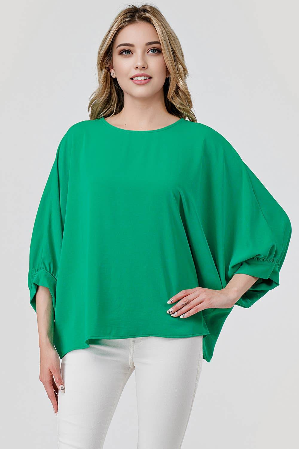 Green Capri Oversized Flowy Dolman Sleeve Top