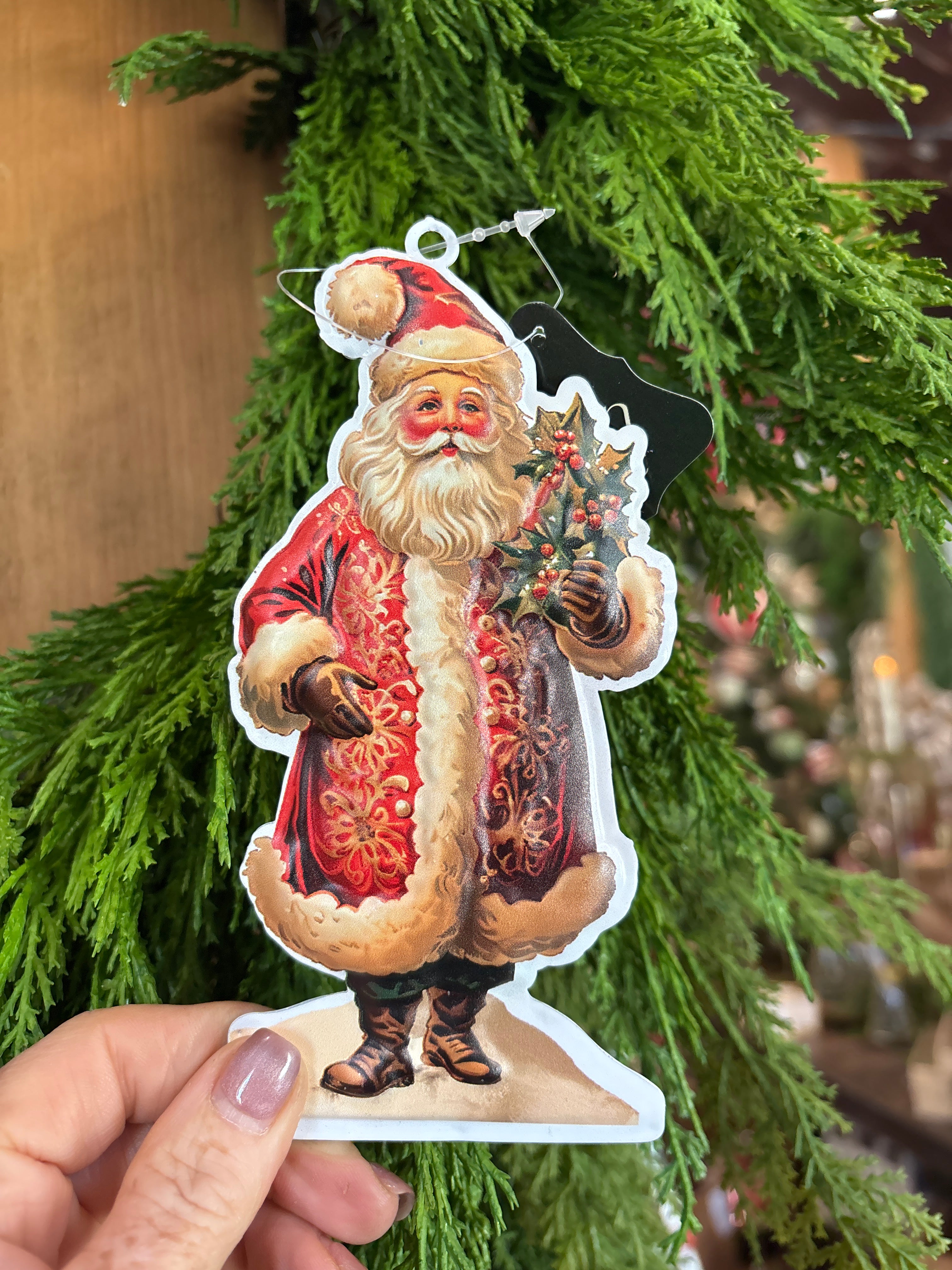Santa w/ holly ornament