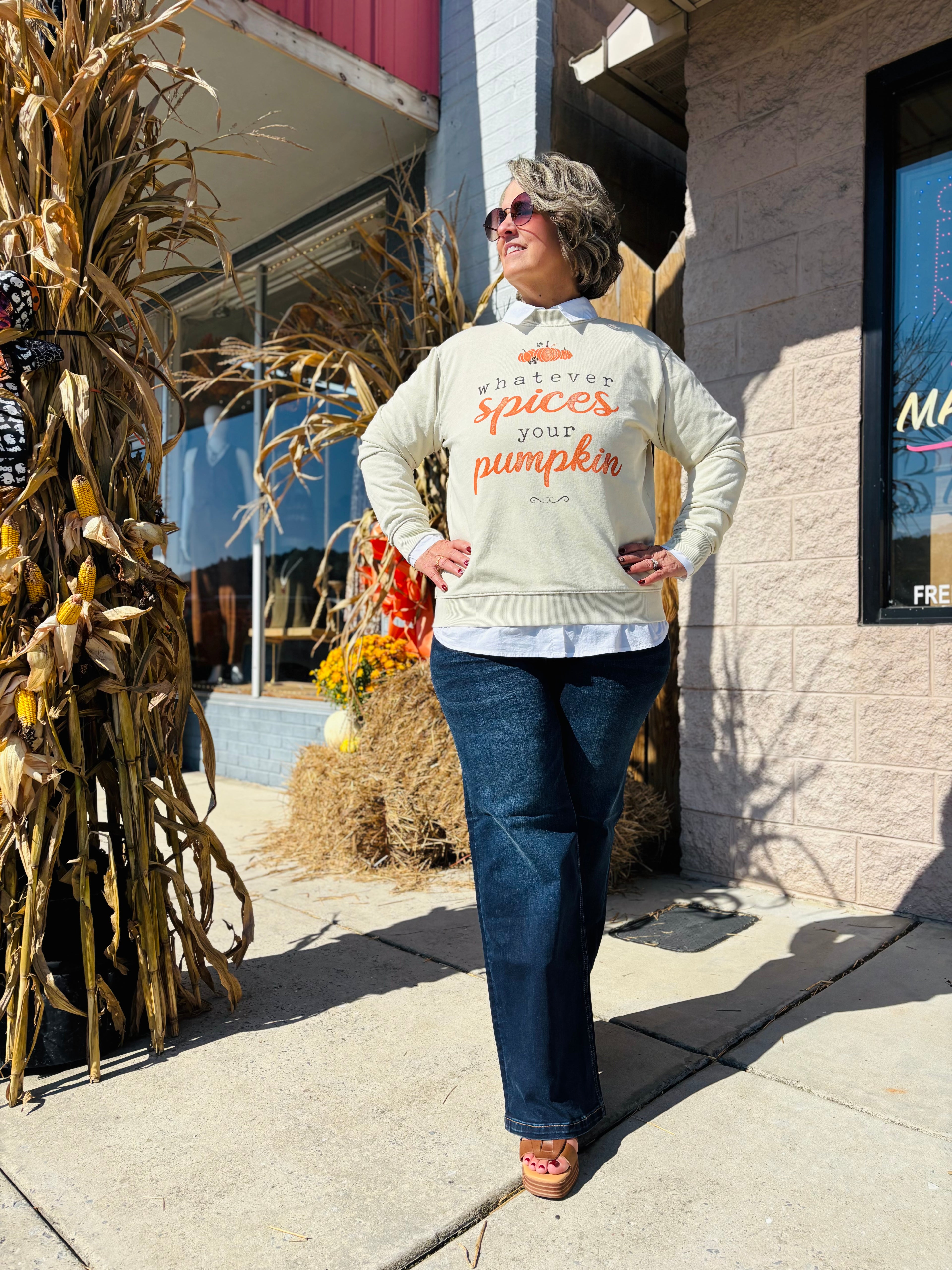 SPICES PUMPKIN MINERAL GRAPHIC SWEATWHIRTS: Mineral Oatmeal