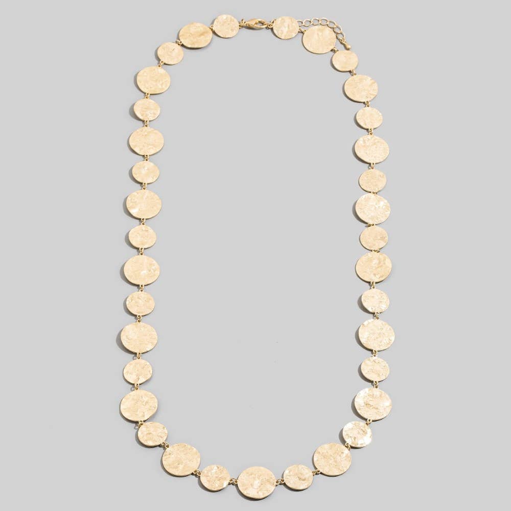 Hammered Gold Disc Chain Necklace: WG