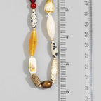 Mixed Material Chunky Oval Bead Statement Necklace: GDMT