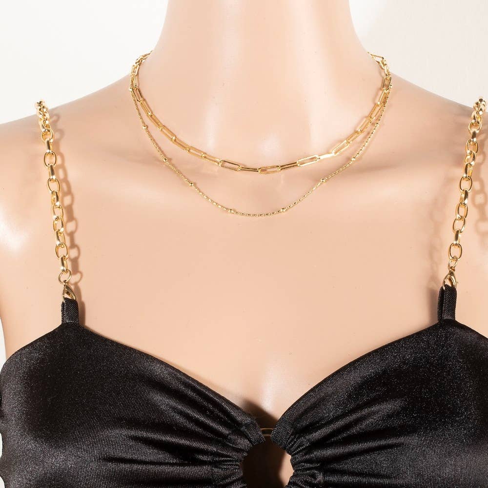 Gold Dainty Mixed Layered Classic Chain Necklace