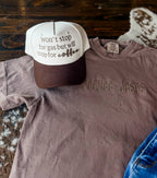 Won’t Stop For Gas Will For Coffee Embroidered Trucker hat 