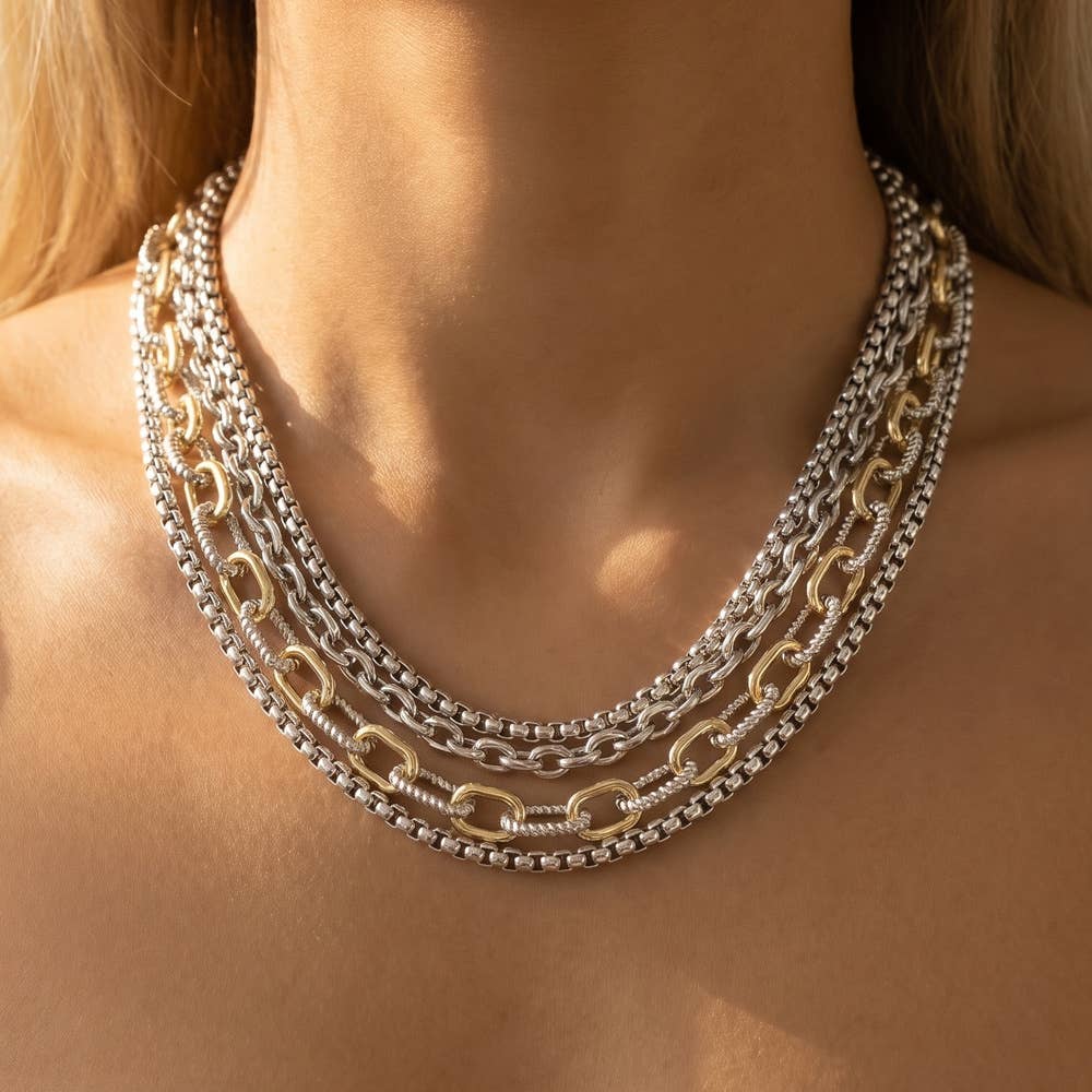 Layered Multi Strand Toggle Necklace: G