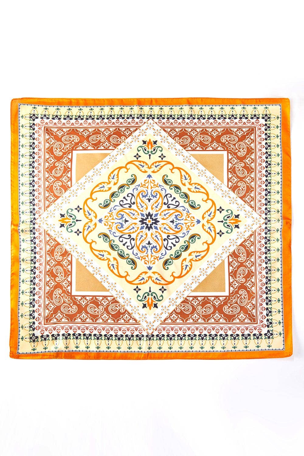 orange Paisley and Arabesque Oriental Print Bandana