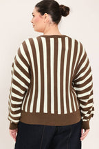 BROWN/IVORY A sweater knit top
