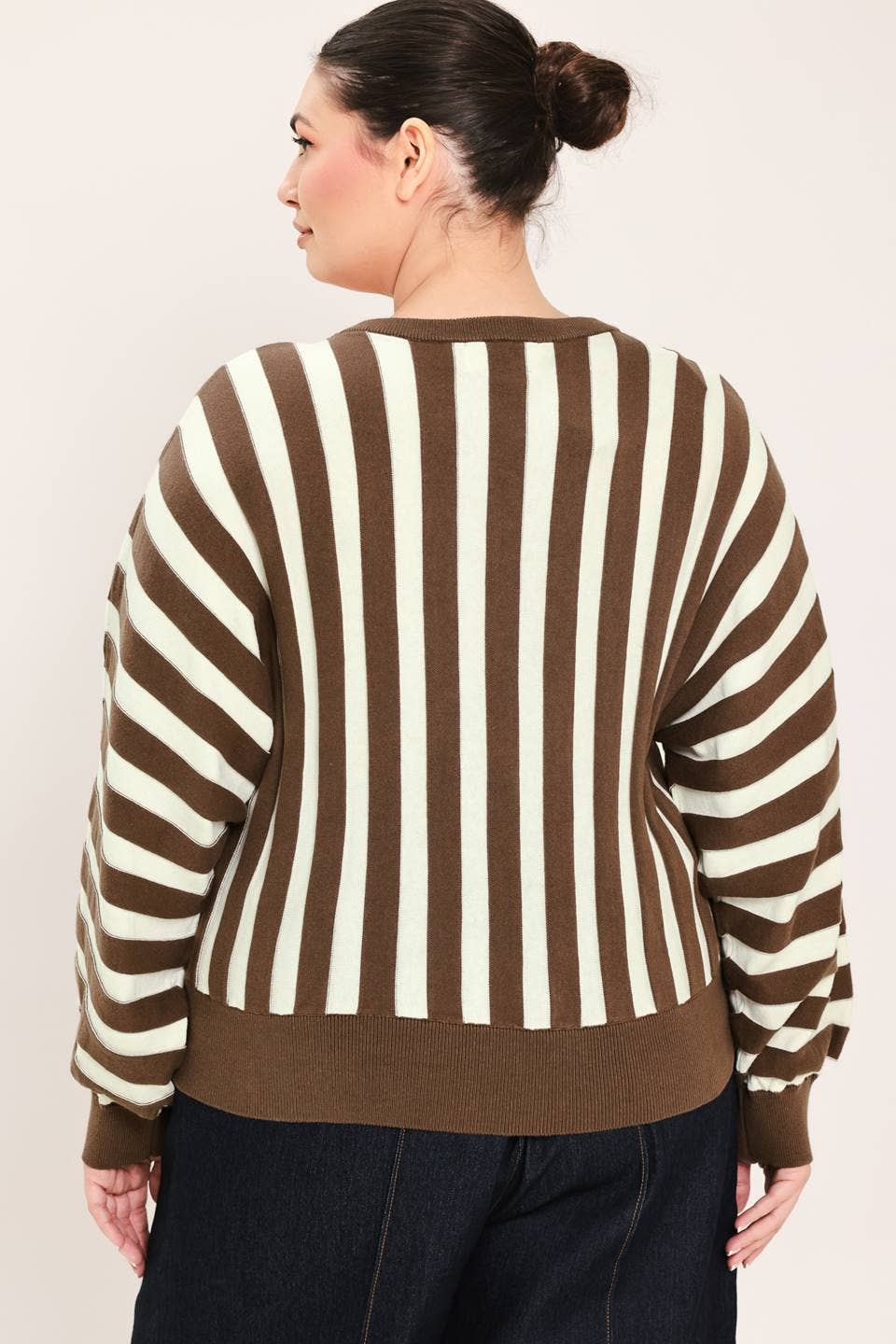 BROWN/IVORY A sweater knit top