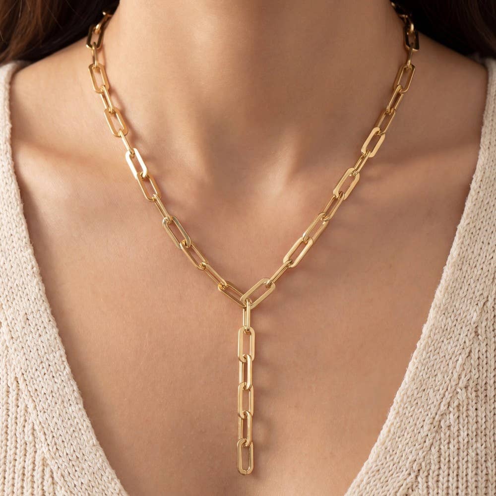 Chunky Paperclip Chain Y Lariat Necklace: G