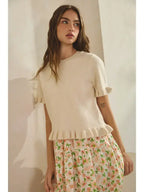 CREAM Ruffle Hem Knit Tee SWEATER – Creamon – view 5