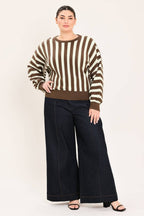 BROWN/IVORY A sweater knit top