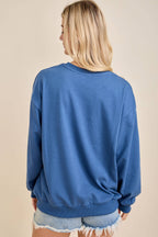 USA Patchwork Star Graphic Sweatshirt: NAVY