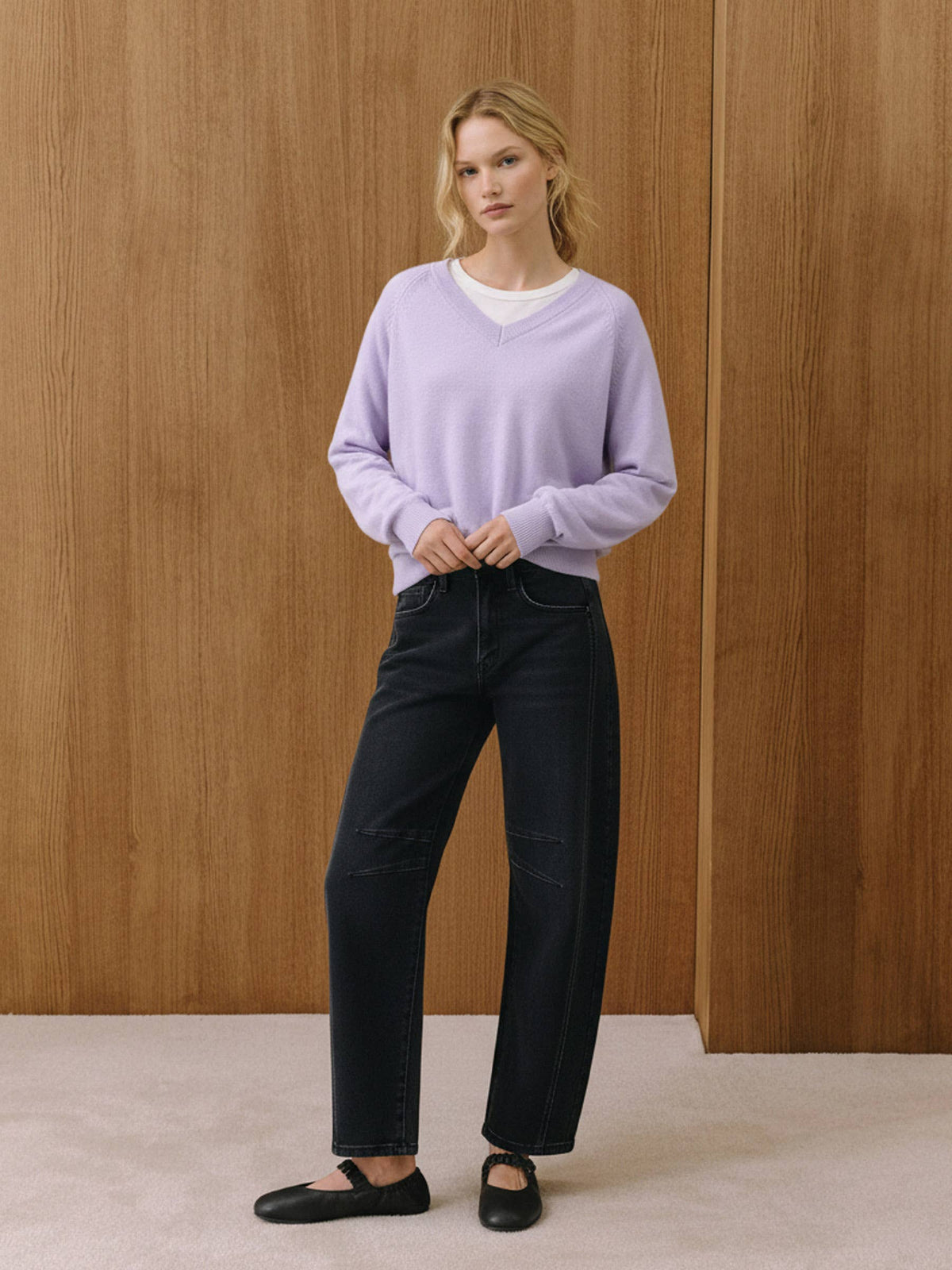 BLACKHIGH RISE BLACK ANKLE BARREL LEG JEANS RELIEF