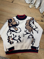 OATMEAL FLORAL SWEATER