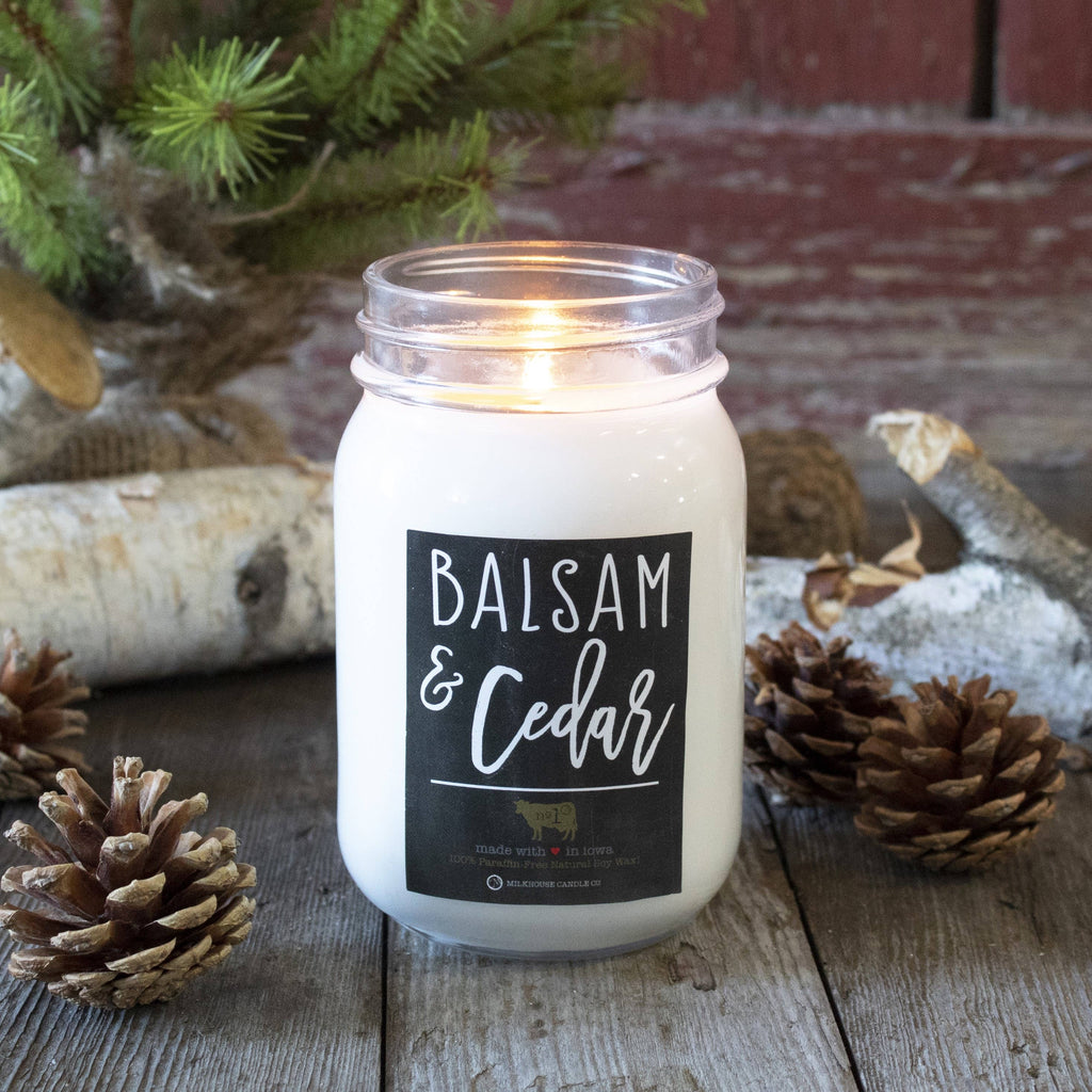 BALSAM & CEDAR MASON JAR 13OZ CANDLE