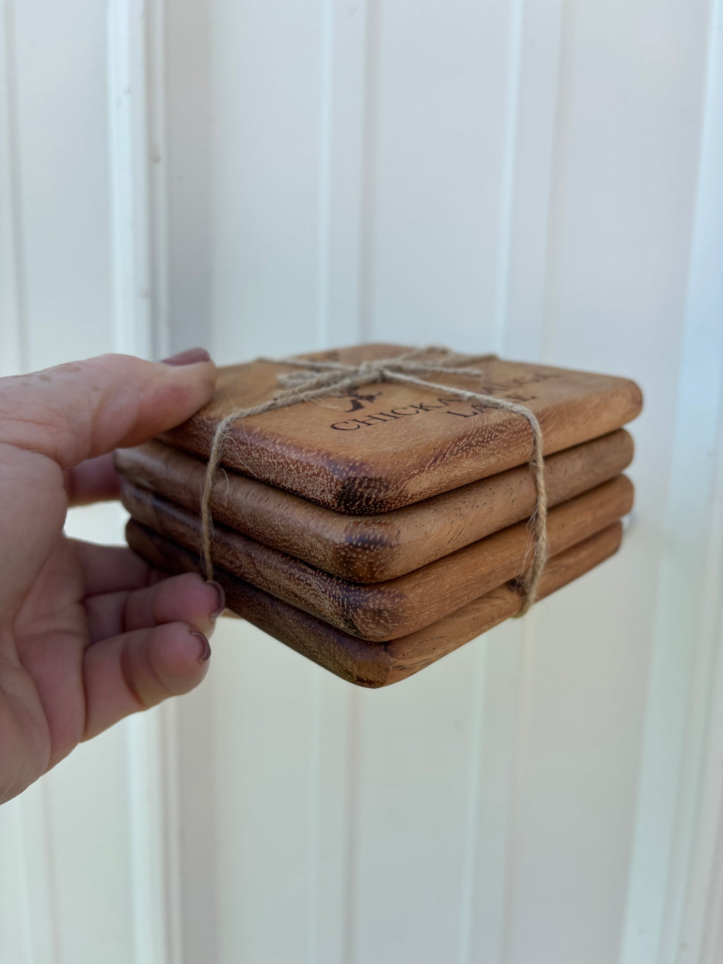 CHICKAMAUGA LAKE Wood Walnut Coasters Set of 4