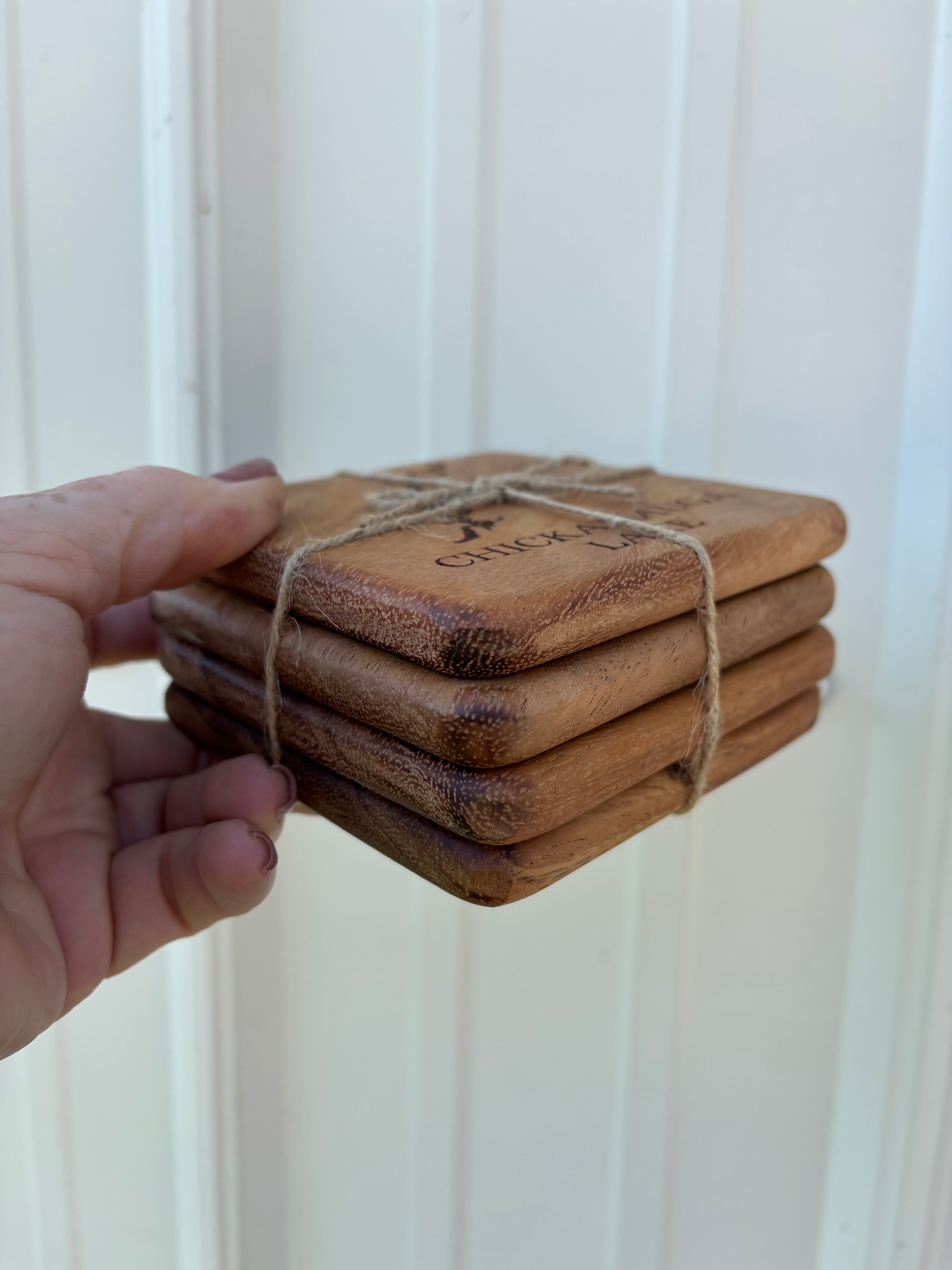 CHICKAMAUGA LAKE Wood Walnut Coasters Set of 4