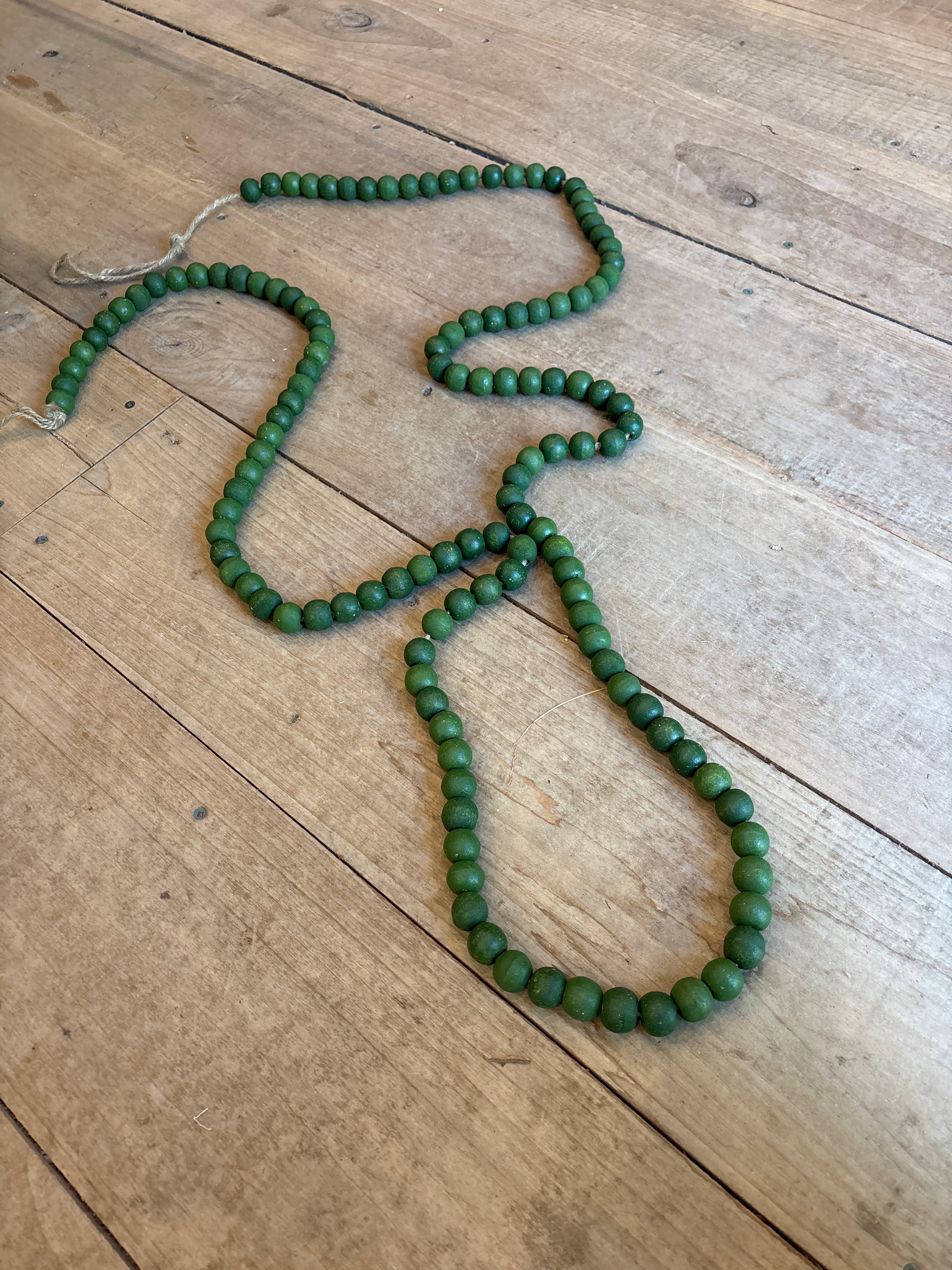9ft wood green bead Garland