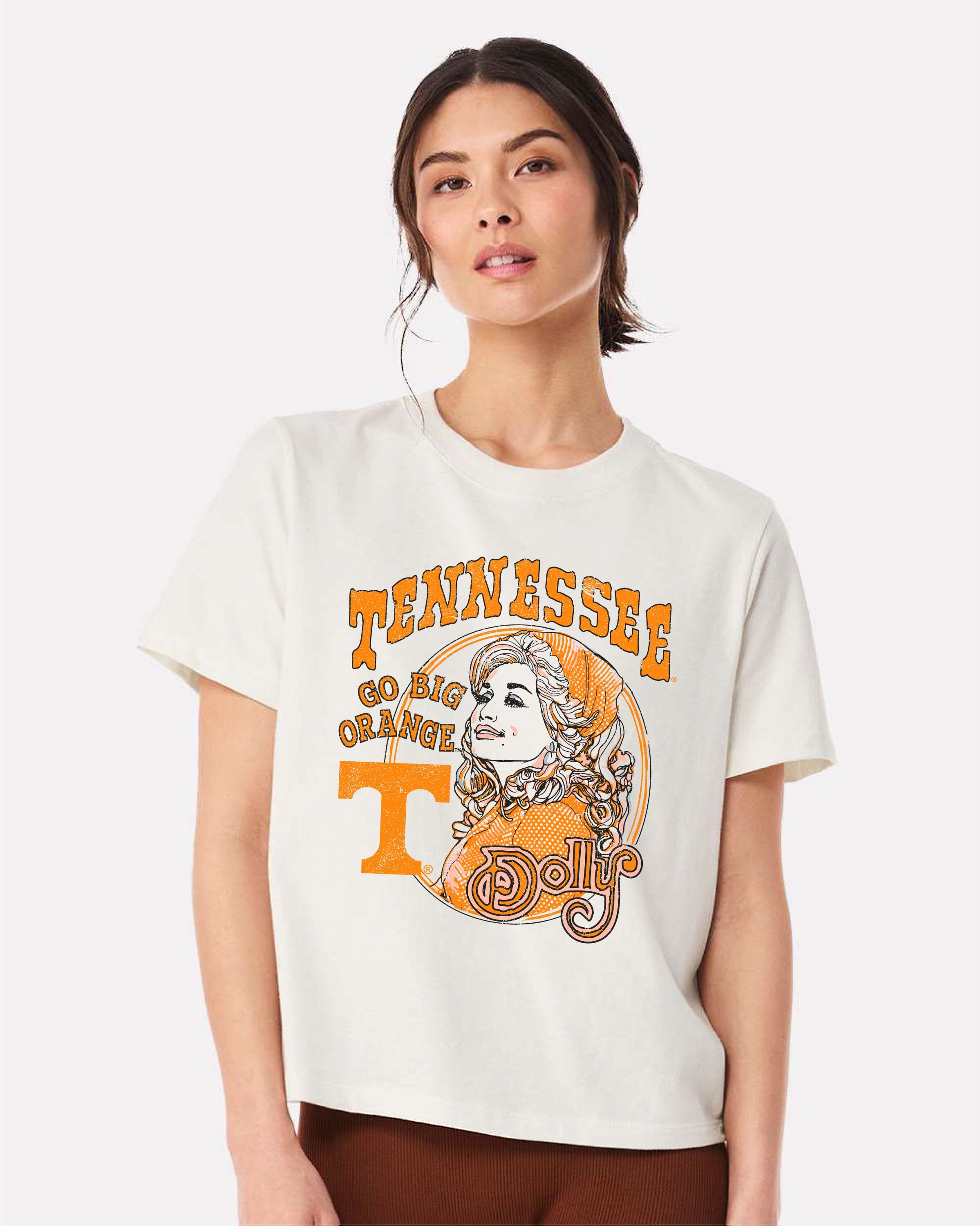 OFF WHITE DOLLY PARTON GO BIG ORANGE SCARF THRIFTED TEE