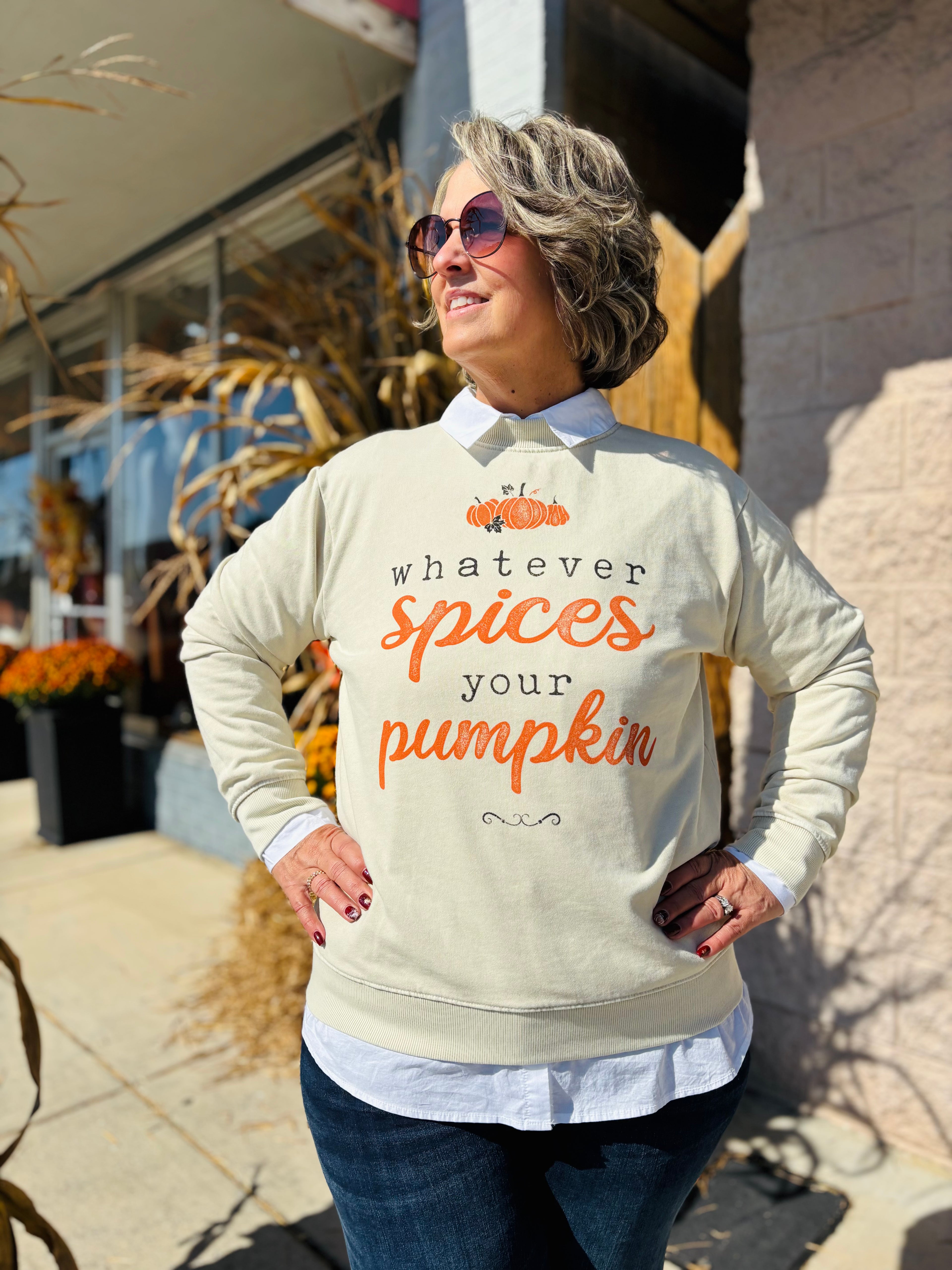 SPICES PUMPKIN MINERAL GRAPHIC SWEATWHIRTS: Mineral Oatmeal