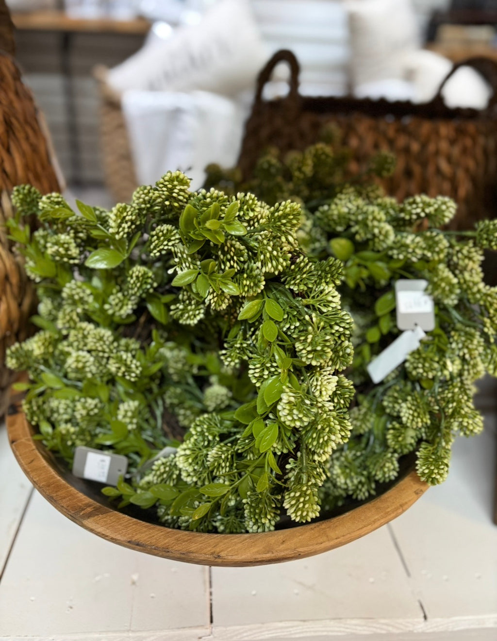 14” SEDUM MINI WREATH CANDLE RING