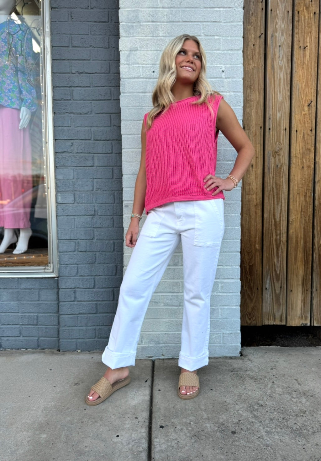 Punch Sleeveless Knit Sweater Top