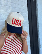 USA Vintage Trucker Hat-Blue