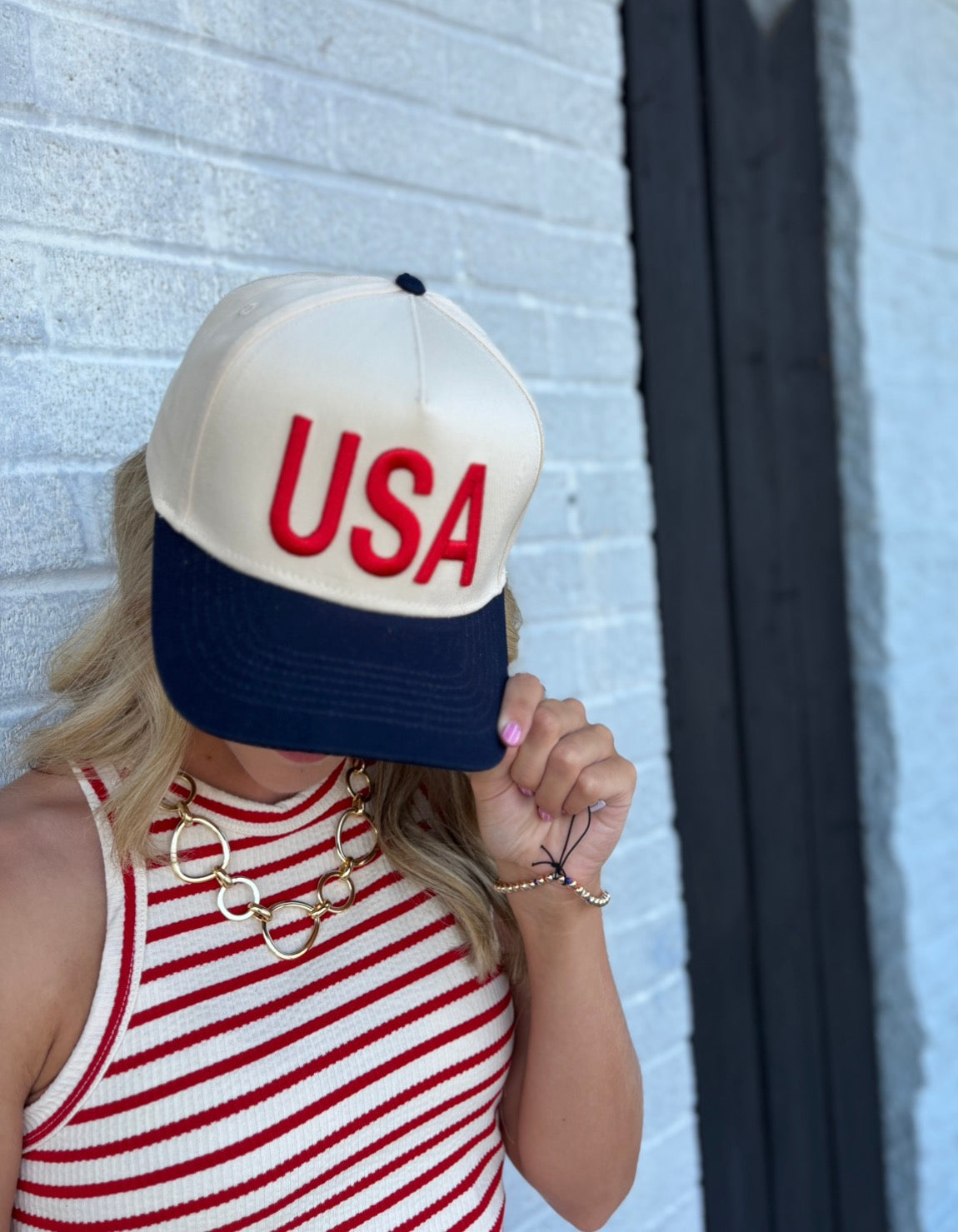 USA Vintage Trucker Hat-Blue