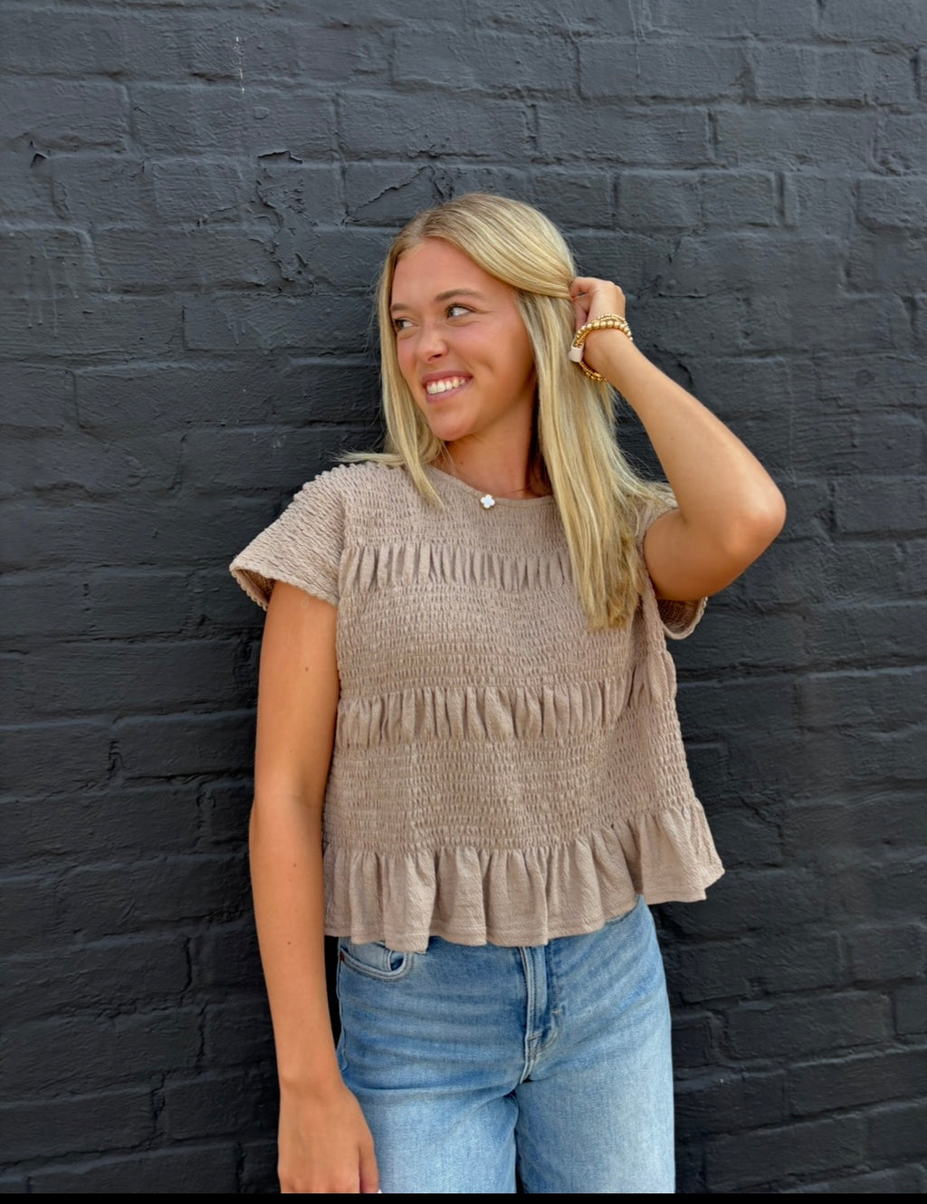 Mocha Smocked Top