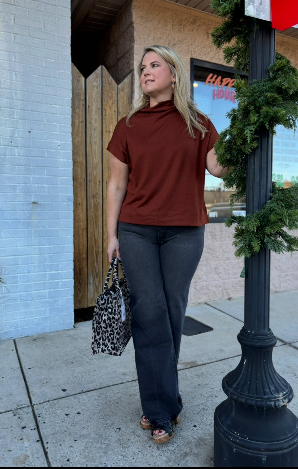 RUST PULLOVER MOCK NECK PLUS