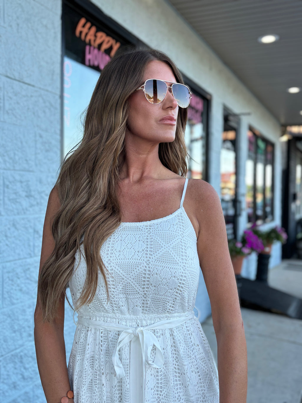 Spaghetti Strap Tiered Maxi Dress with Waist Tie: WhitE