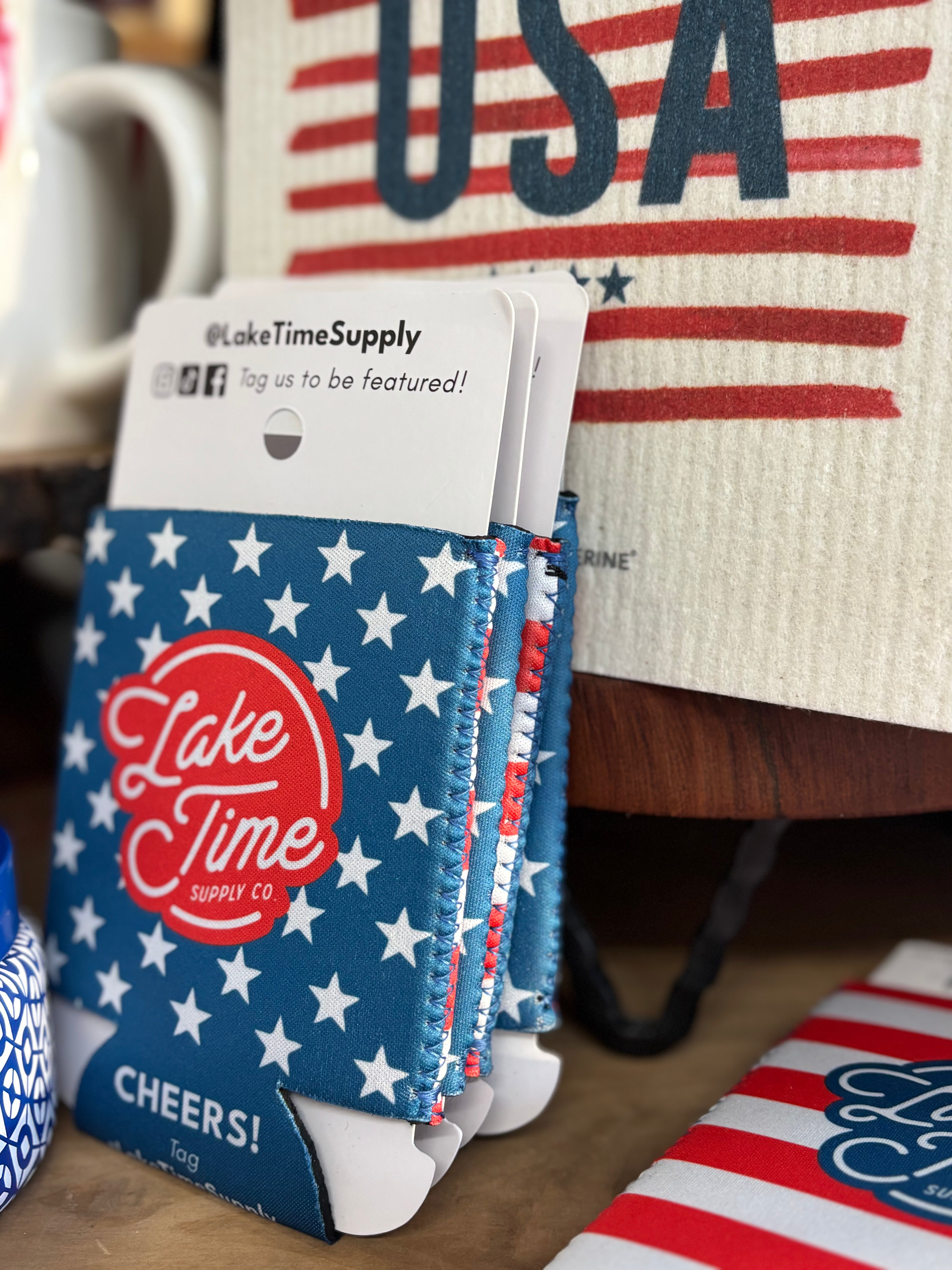 USA Stars & Stripes Short Neoprene Coozie
