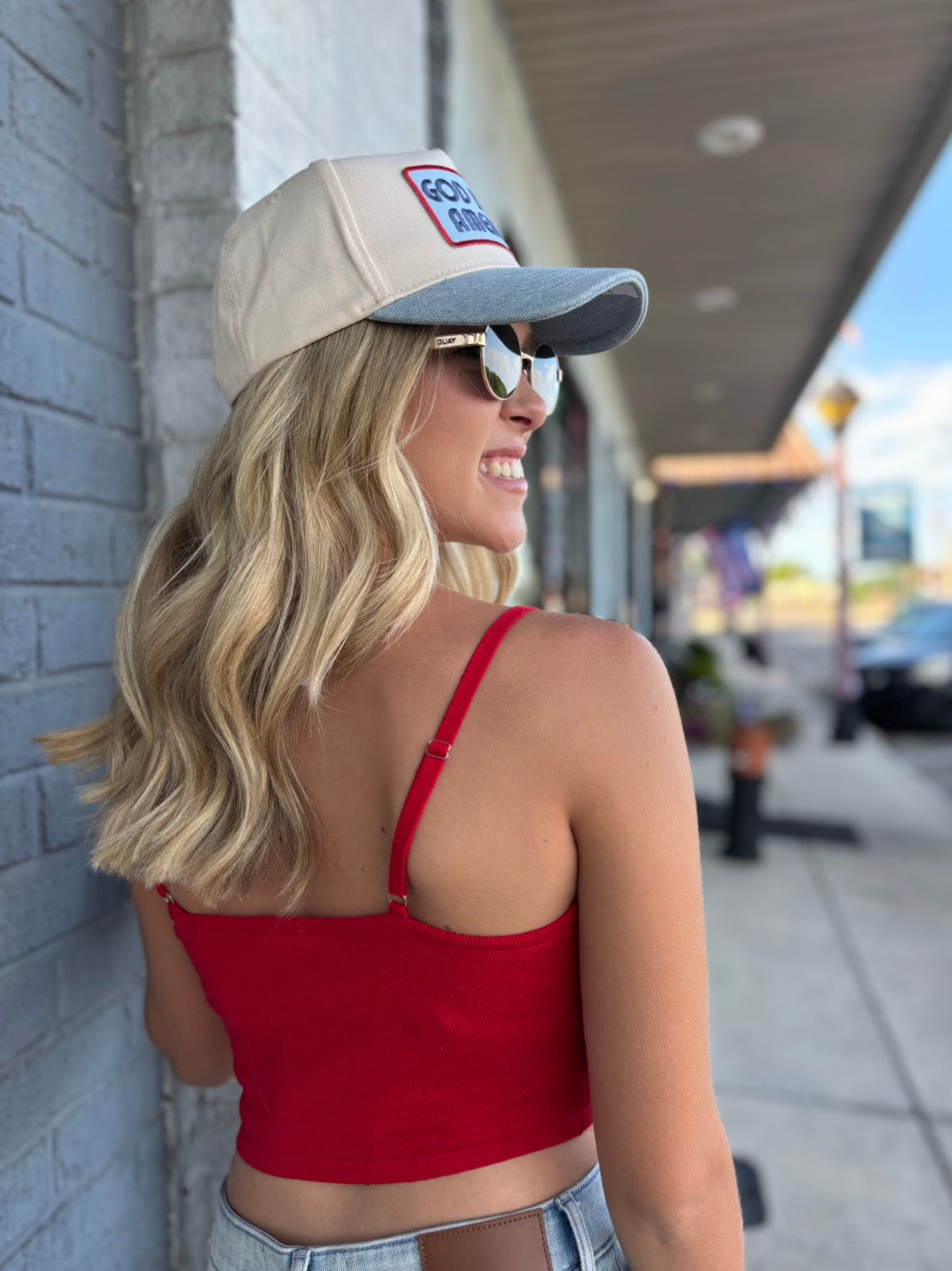RED KNIT USA TANK TOP