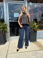 BLACK Satin High Neck Halter Blouse