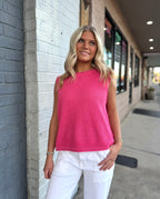 Punch Sleeveless Knit Sweater Top