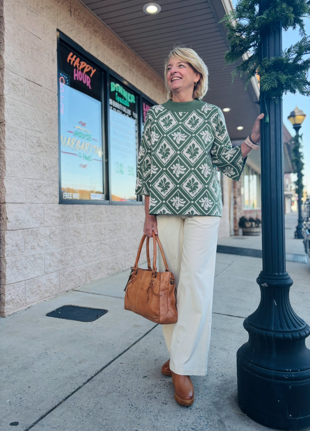 Abstract Mock Neck Sweater