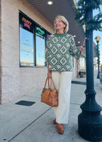 Abstract Mock Neck Sweater