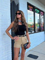 HONEY KHAKI CARGO STRETCH SHORT