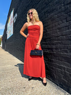 BRICK Strapless Ruched Maxi Dress