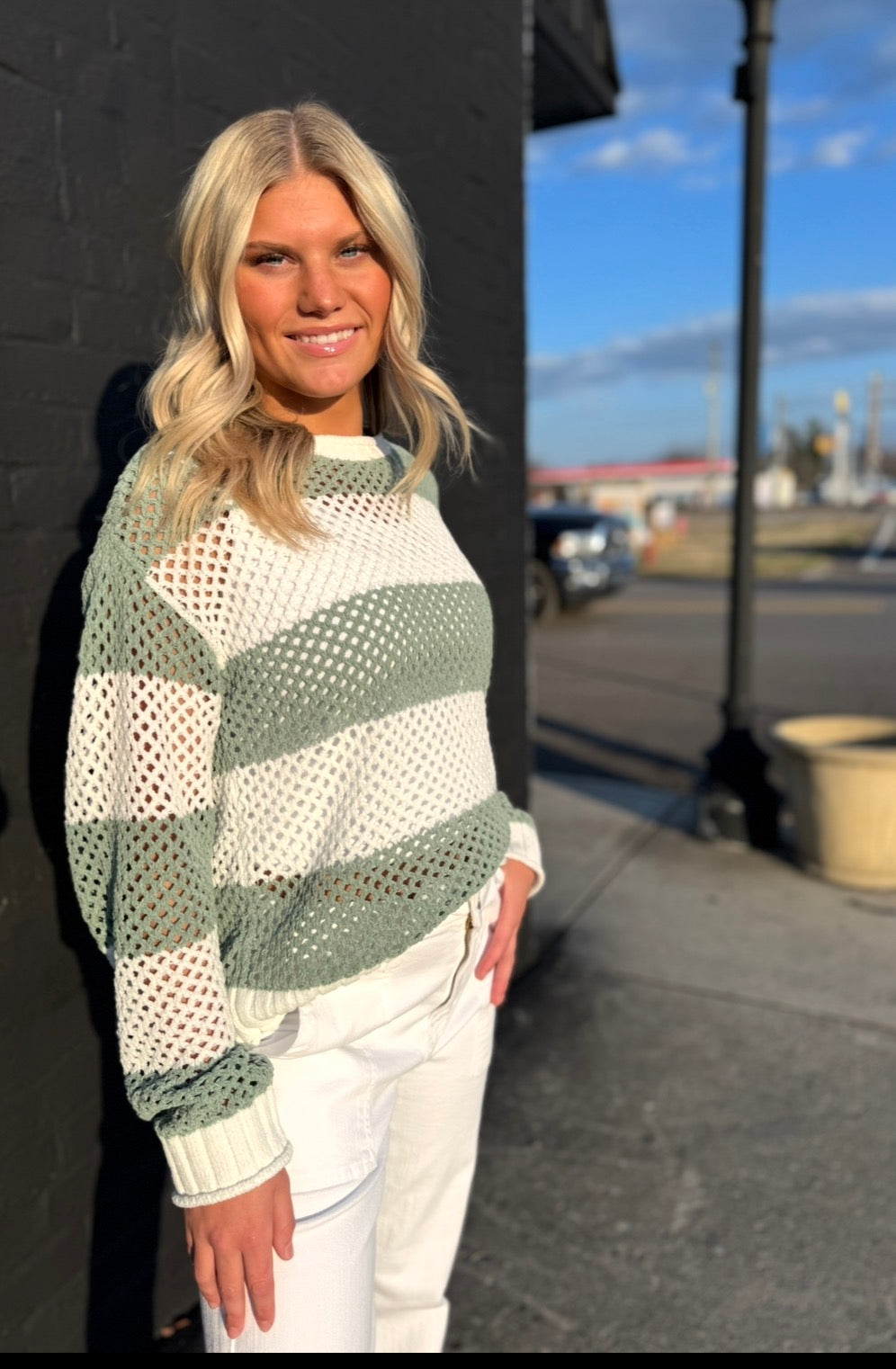 CREAM LIGHT OLIVE FLORIANA SWEATER
