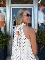 ECRU/CHOCOLATE POLKA DOT DRESS