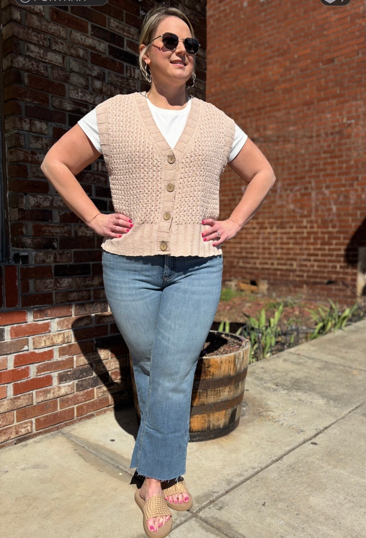WASHED SAND CORAL SHERWOOD SWEATER TANK