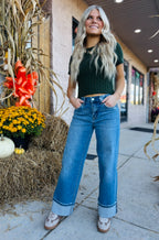 HIGH RISE CUFFED JEAN