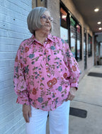 Pink Tencel Floral Blouse