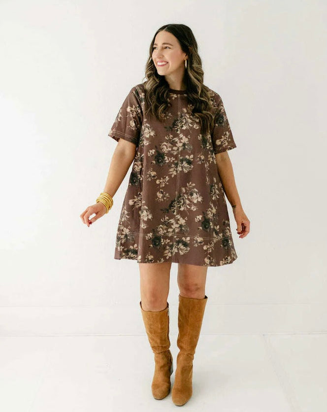 BROWN FLORAL DRESS