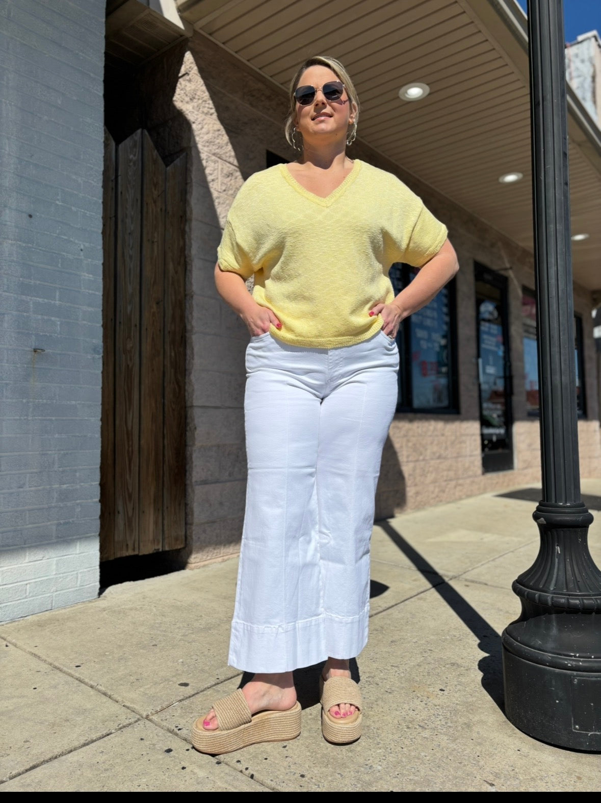 Lemon Lightweight V-Neck Sweater Top