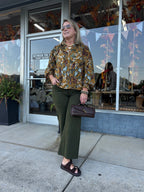 Floral Vine Print Blouse in Dark Mustard Multi – ODDI – view 2